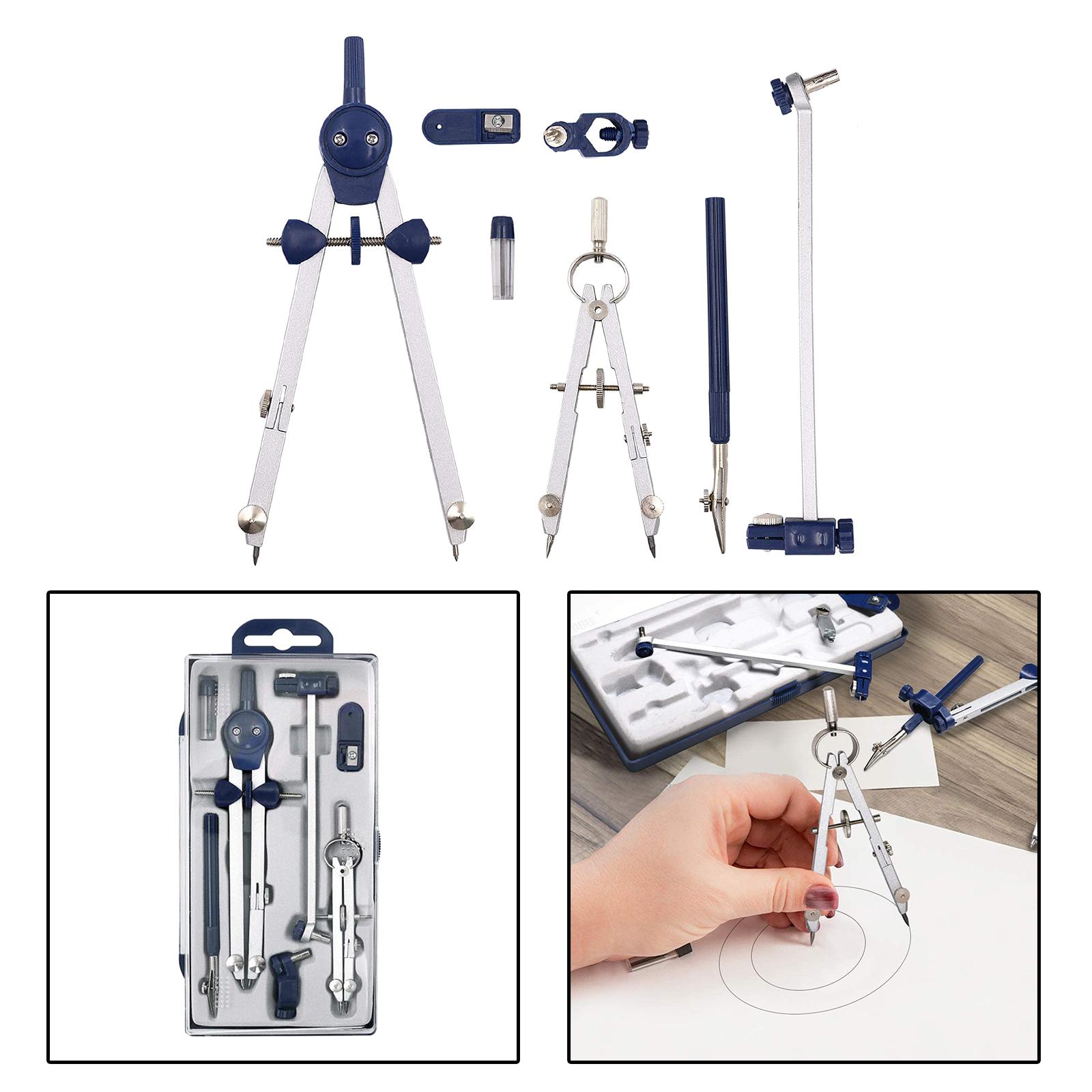 Compass Geometry Set - Set geometris 7 buah, alat presisi