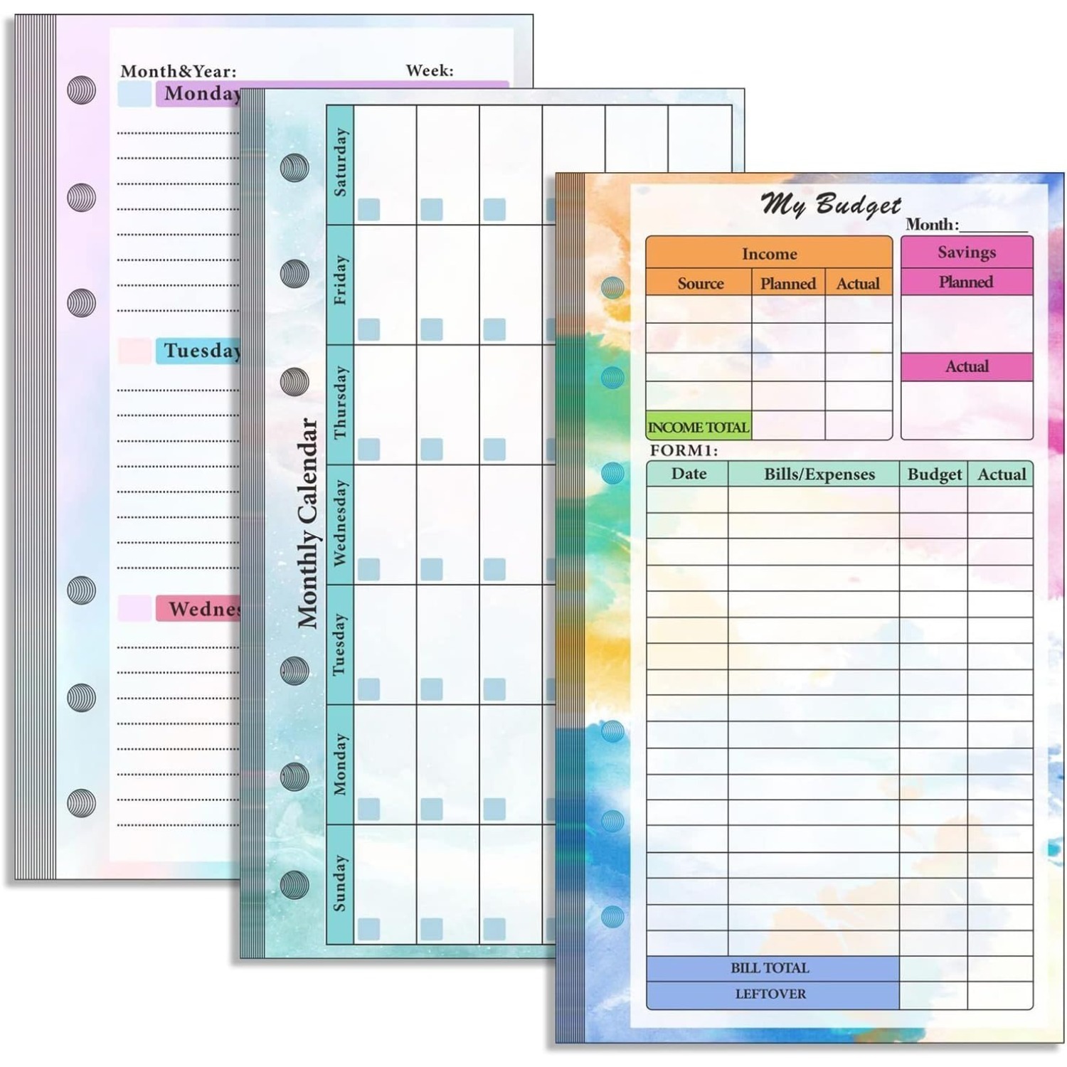 Planner Weekly Budget - Set isi ulang binder A6 6