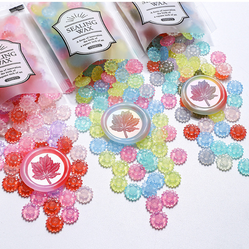 Wax Seal Stamp Kit - 100 Buah Manik-manik Lilin Penyegel Bunga