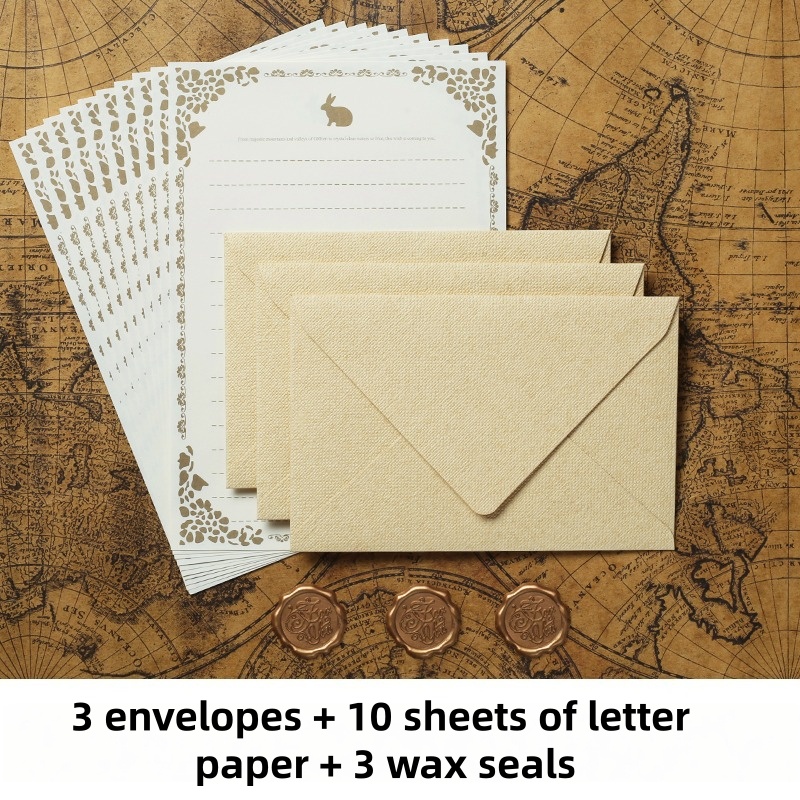 16 Buah Amplop Linen Antik Set - Wax Seal Stamp Kit ulasan dan harga