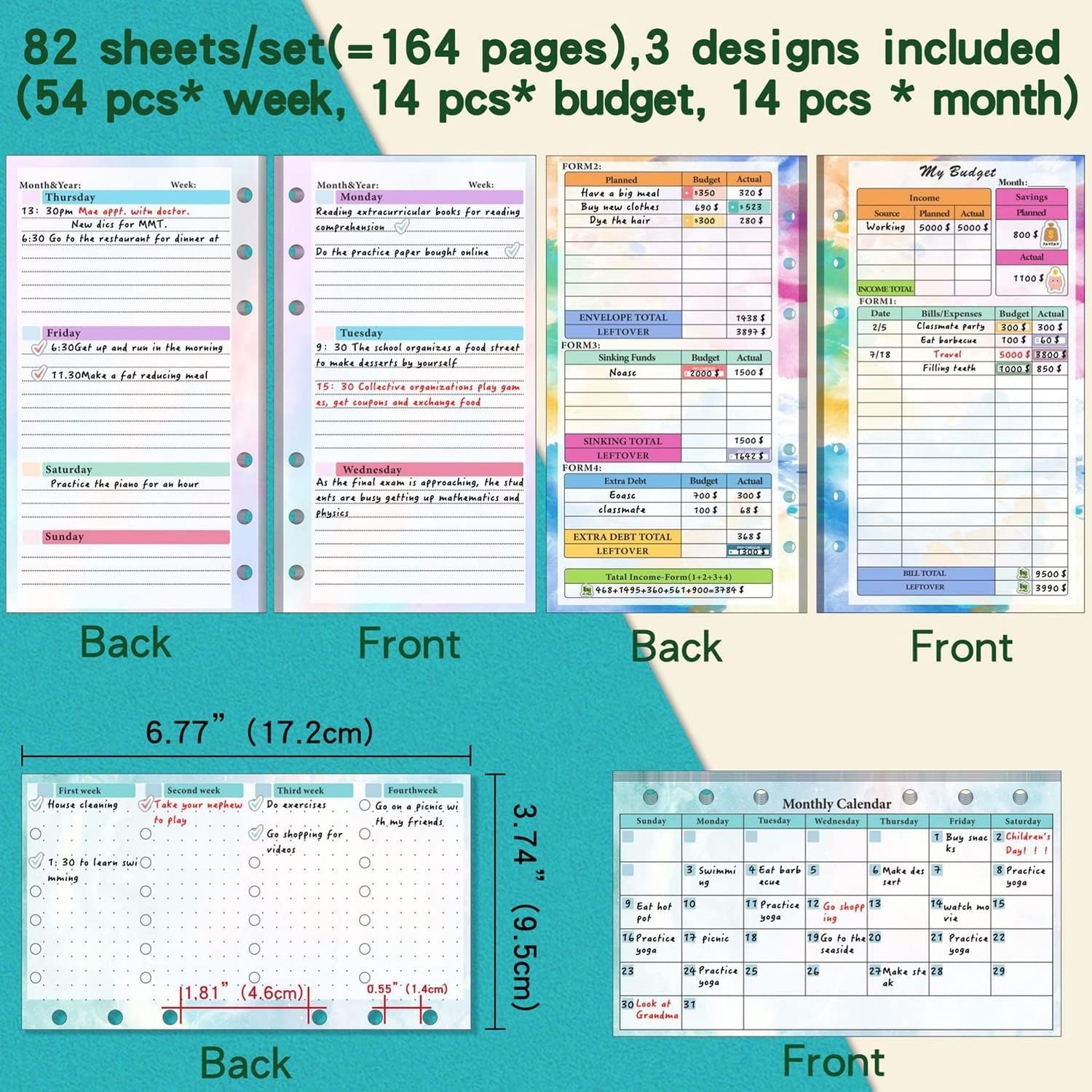 Set isi ulang binder A6 6 luba - Planner Weekly Budget ulasan dan harga