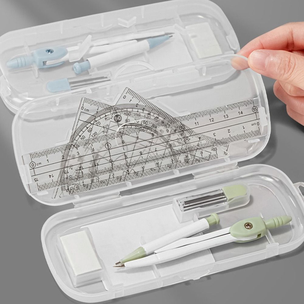 8 Buah/Set Penggaris Plastik S - Compass Geometry Set ulasan dan harga