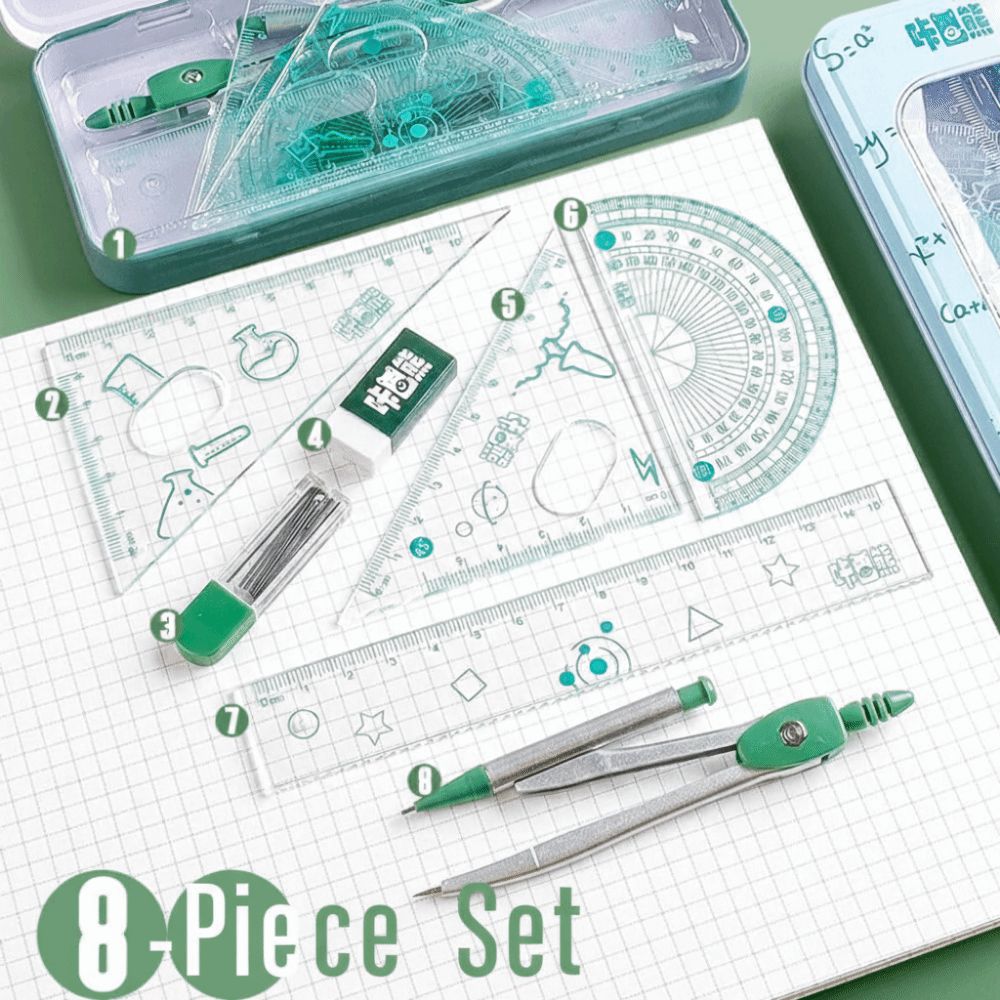 8Pcs/Set Set Geometri Matemati - Compass Geometry Set ulasan dan harga