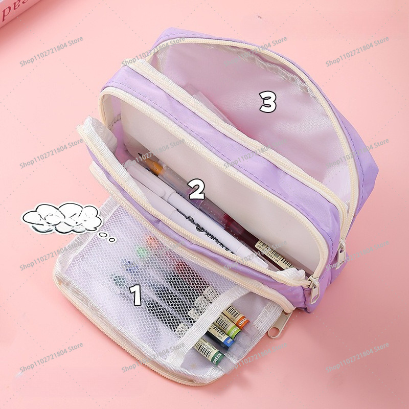 Kotak Pensil Kanvas Kapasitas  - Pencil Case Large ulasan dan harga