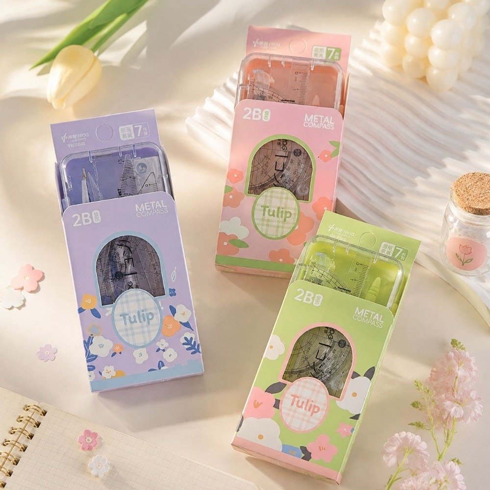 2/7pcs Set Kompas Tulip Portab - Compass Geometry Set ulasan dan harga