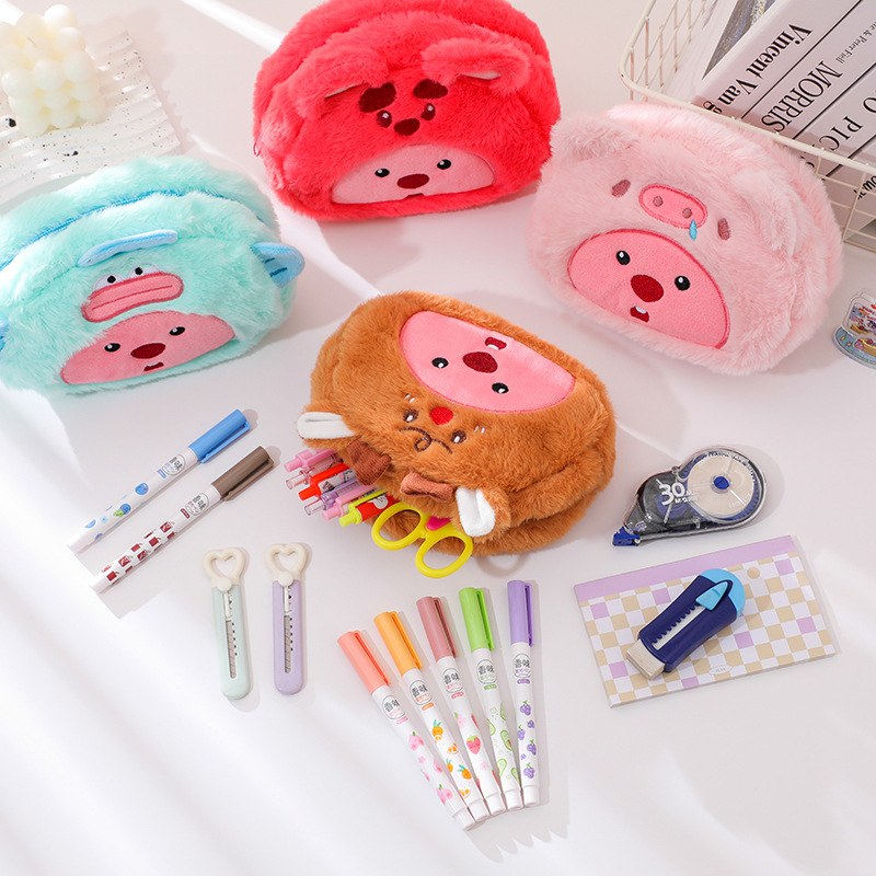 Tas Pensil Kartun Plush Kawaii - Pencil Case Large ulasan dan harga